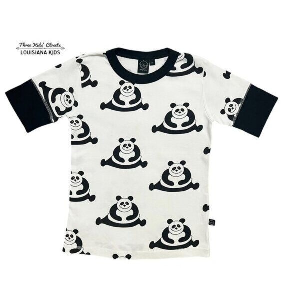 idaT Denmark Sz 122 (7Y) Black & White Panda Shirt - Picture 1 of 7